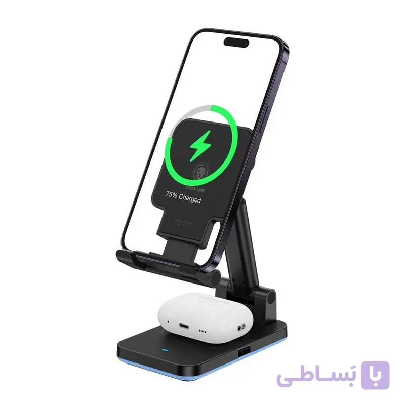 شارژر وایرلس مغناطیسی 4 کاره گرین لاین خروجی ۱۵w — تصویر 1