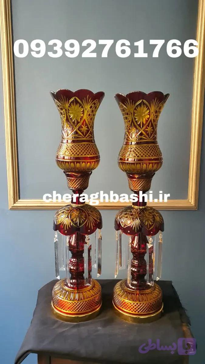 یک جفت چراغ لاله مدل تراش سلطنتی
