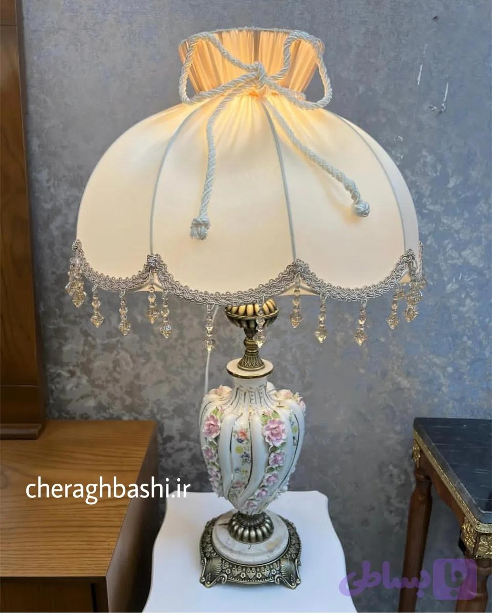 آباژور ستون چینی طلاکوب گل برجسته