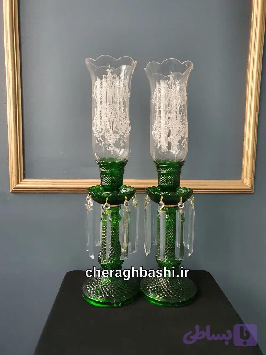 شمعدان کریستالی باکارات رنگ سبز
