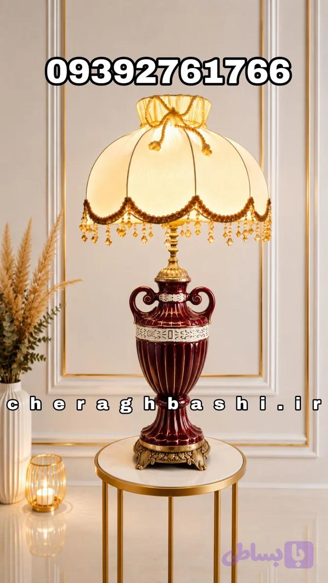 آباژور رومیزی ستون چینی مدل ایتالیایی طرح کاپ — تصویر 1