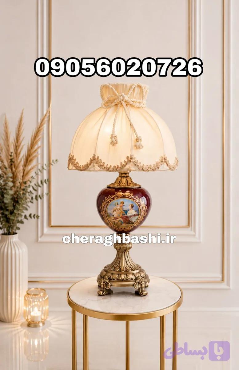 آباژور رومیزی ستون چینی مدل فرانسوی دنسی — تصویر 1
