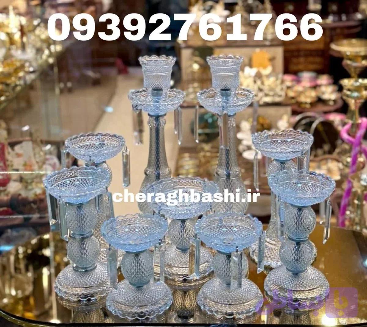 ست 9 تیکه باکارات هفت سین و یک جفت شمعدان