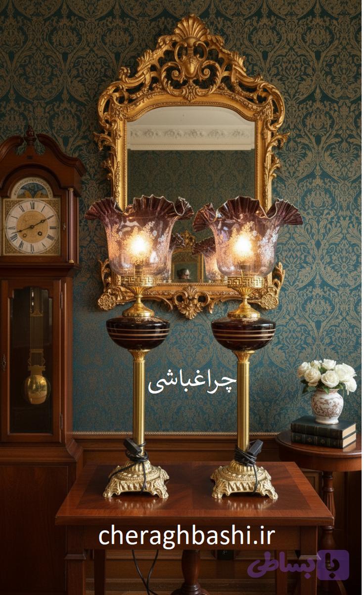 یک جفت چراغ لاله لب چین قجری خودرنگ رنگ مادامالعمر
