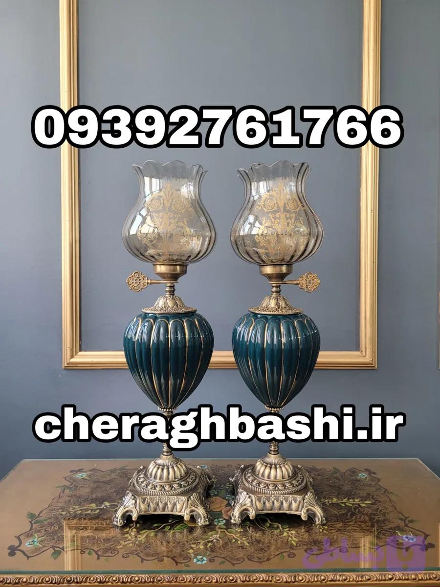 یک جفت چراغ دنسی مدل ایتالیایی ستون چینی — تصویر 1