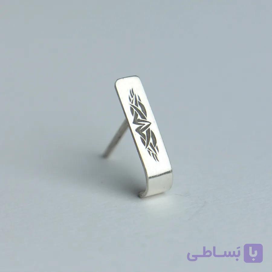 پیرسینگ نقره خم طرحدار — تصویر 1