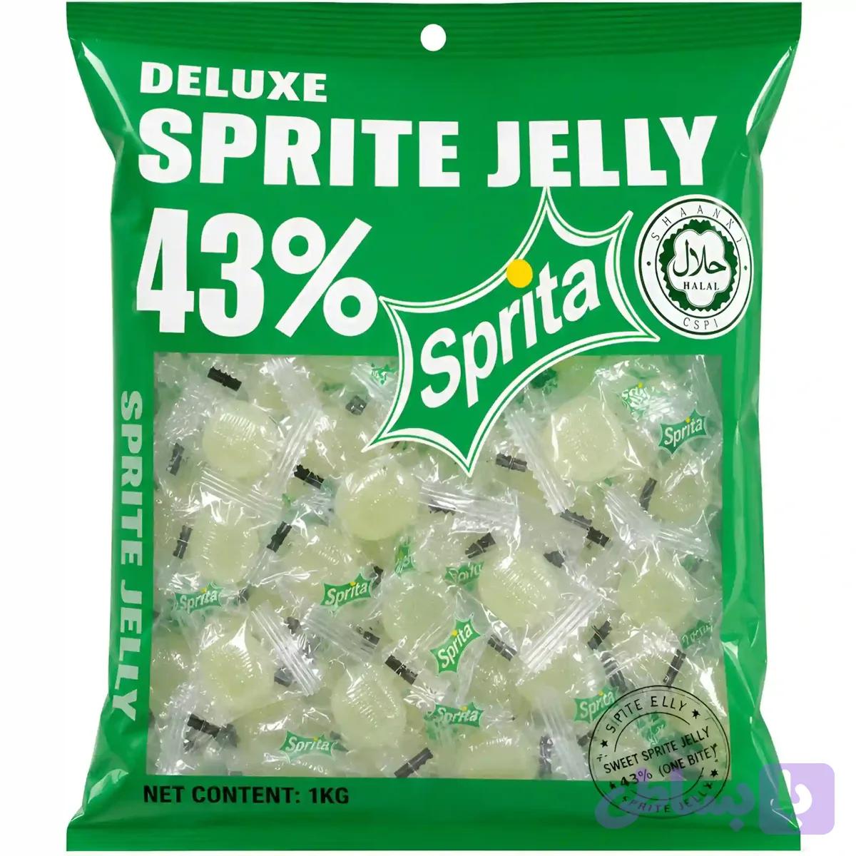 پاستیل دیلوکس Deluxe Sprite Jelly حاوی 43% میوه طبیعی با طعم اسپرایت شکری بسته 1 کیلویی