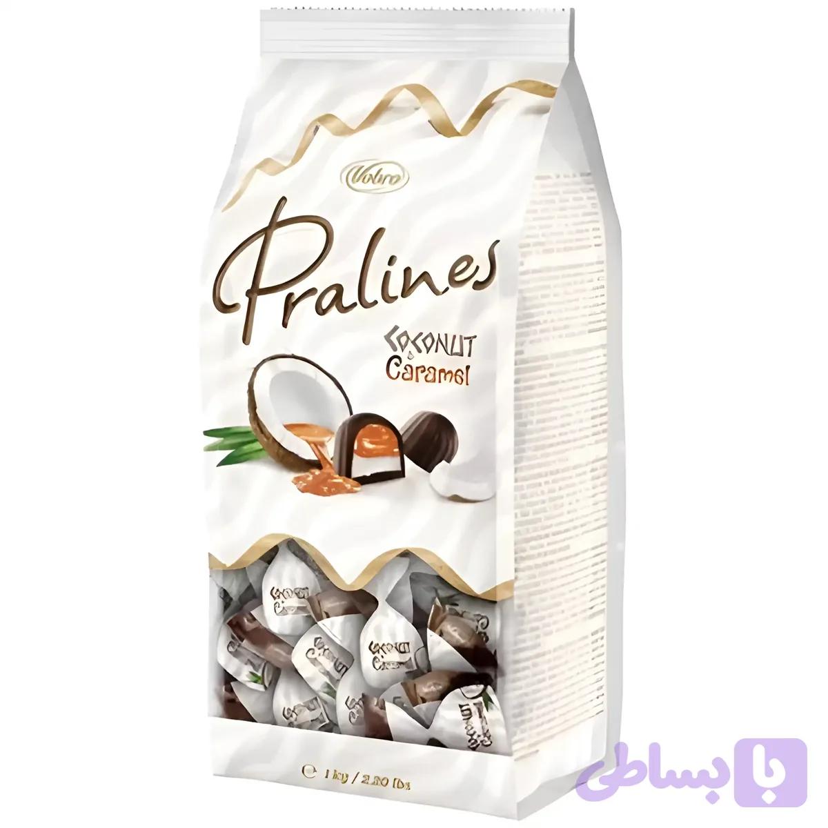 شکلات پرالینز وبرو با مغز نارگیل و کارامل Vobro Pralines بسته 1 کیلویی