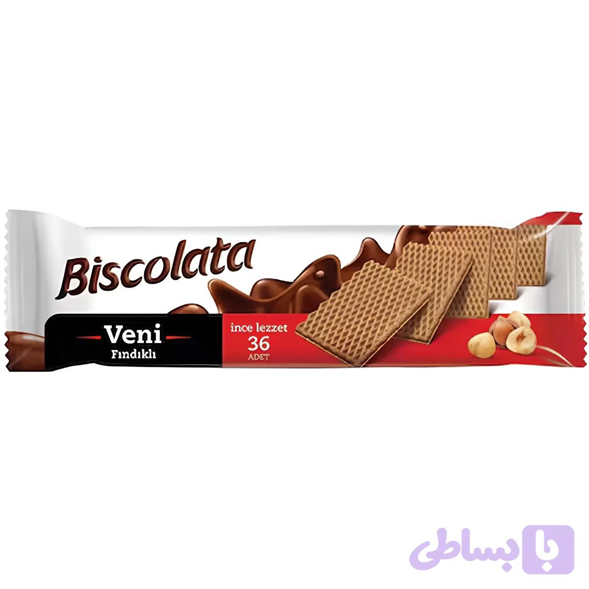 ویفر ونی بیسکولاتا با کرم فندقی Biscolata Veni Findikli وزن 110 گرم