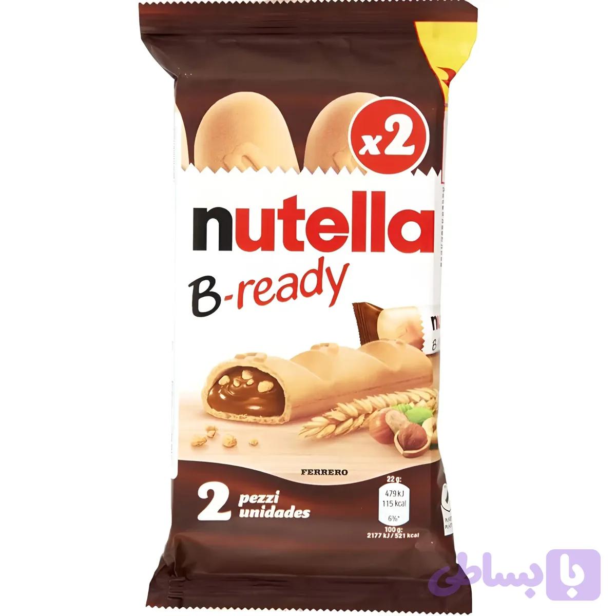 بیسکویت شکلاتی نوتلا با مغز فندقی Nutella B-ready بسته 2 عددی وزن 44 گرم
