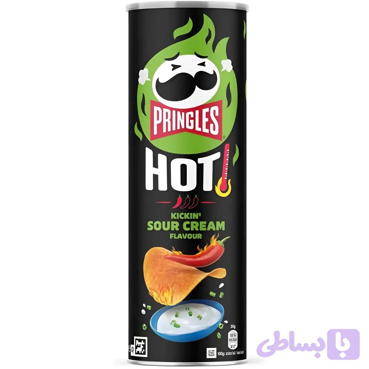 چیپس پرینگلز با طعم تند و خامه ترش Pringles Kickin Sour Cream Flavour وزن 160 گرم