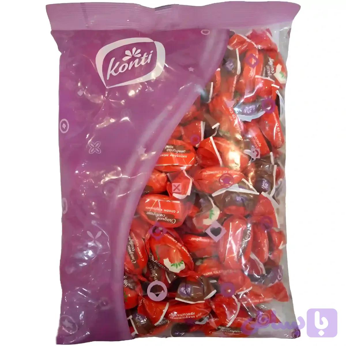 شکلات کنتی با مغز کرم توت فرنگی و خامه ای Konti بسته 1 کیلویی — تصویر 1
