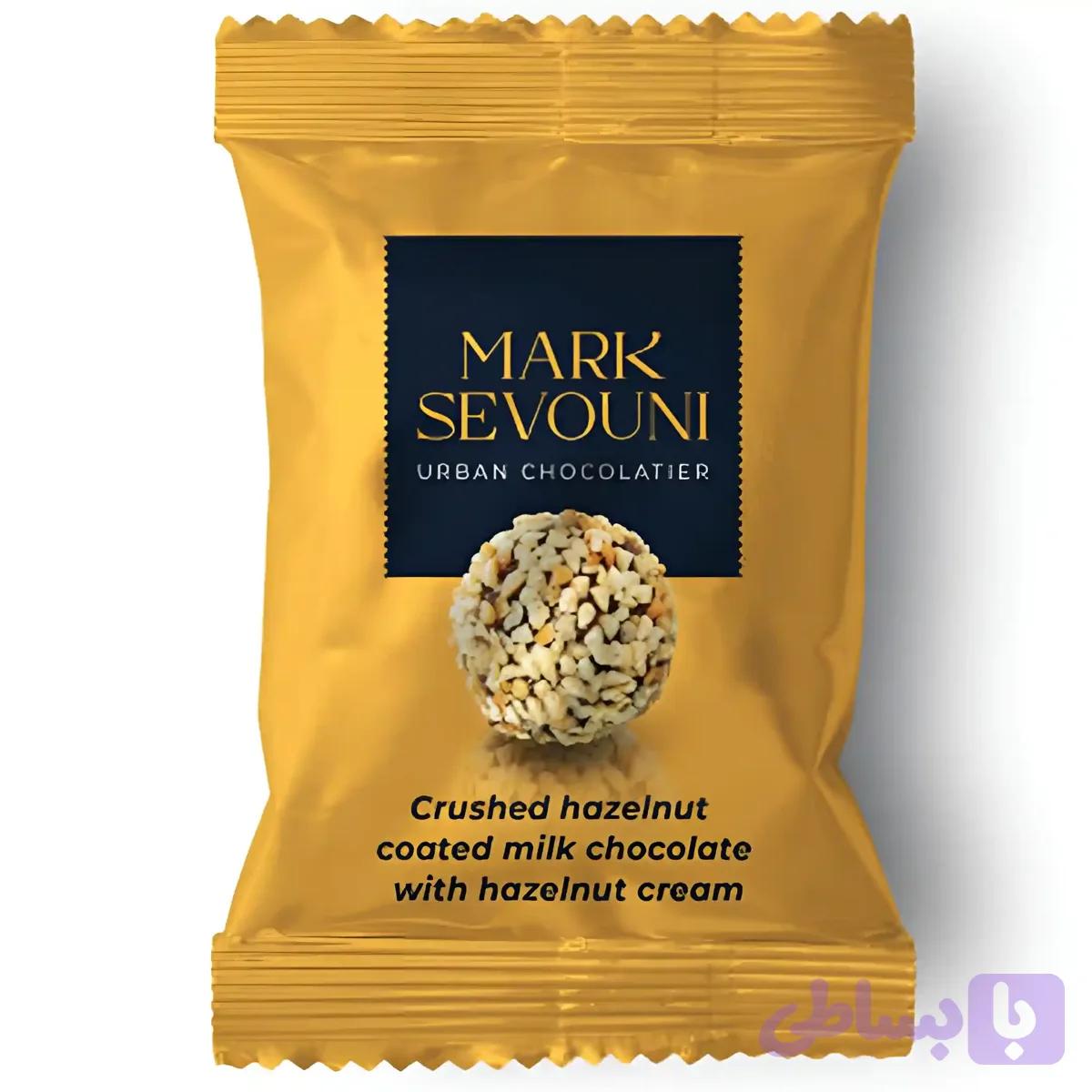 شکلات ترافل پذیرایی مارک سوونی فندقی شیری روکش تخمه کدو Mark Sevouni بسته 500 گرمی — تصویر 1