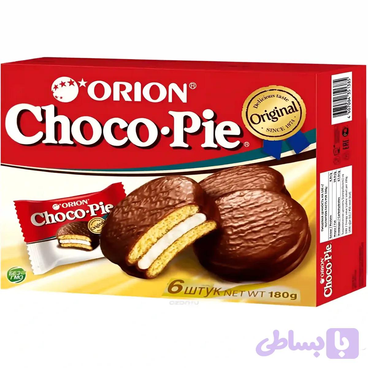 بیسکوئیت شوکوپای اوریون کرمدار اورجینال 6 عددی Orion Choco Pie Original وزن 180 گرم