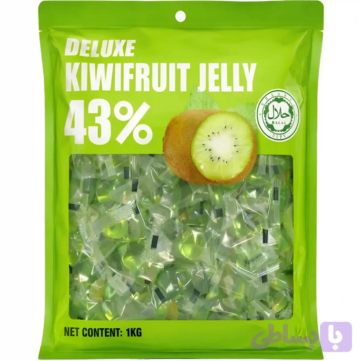 پاستیل دیلوکس Deluxe Kiwifruit Jelly حاوی 43% میوه طبیعی با طعم کیوی بسته 1 کیلویی