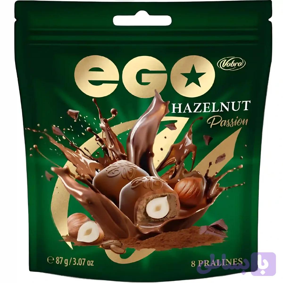 شکلات وبرو Vobro مدل Ego با مغز کرم کارامل و بادام 92 گرم