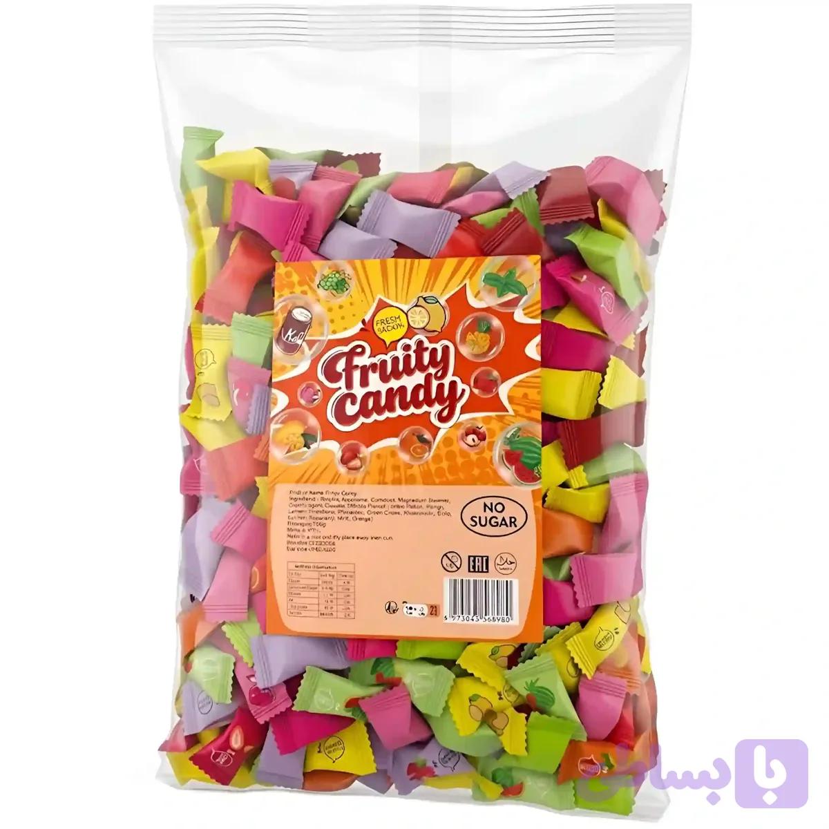 آبنبات بدون شکر فروتی کندی با میکس میوه ای Fruity Candy بسته 500 گرمی