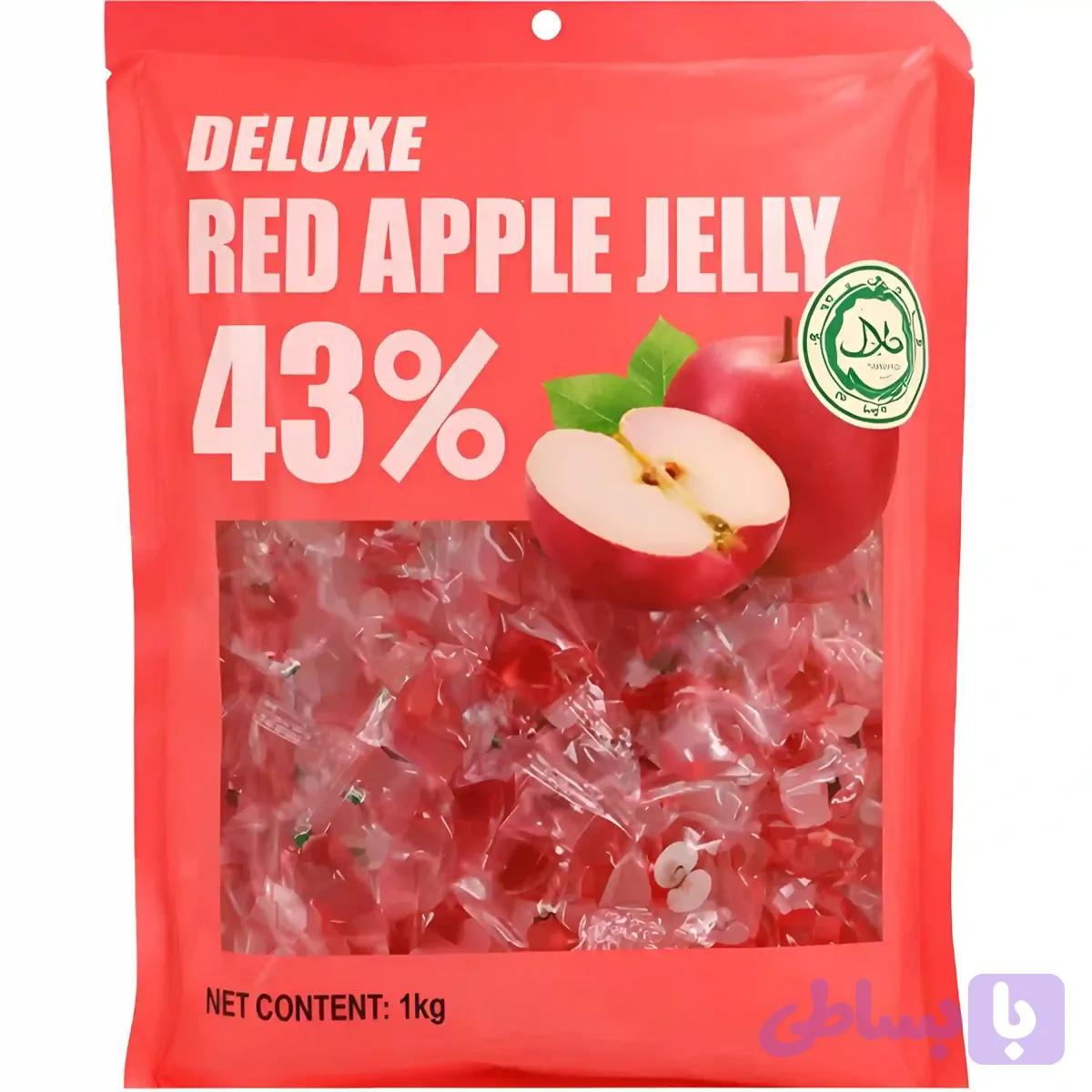 پاستیل دیلوکس Deluxe Red Apple Jelly حاوی 43% میوه طبیعی با طعم سیب قرمز بسته 1 کیلویی