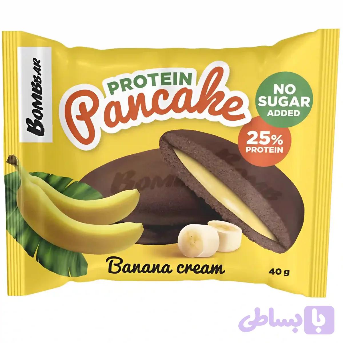 پنکیک پروتئینی بمببار با مغز کرم موزی Bombbar Pancake Banana Cream وزن 40 گرم 2 عددی