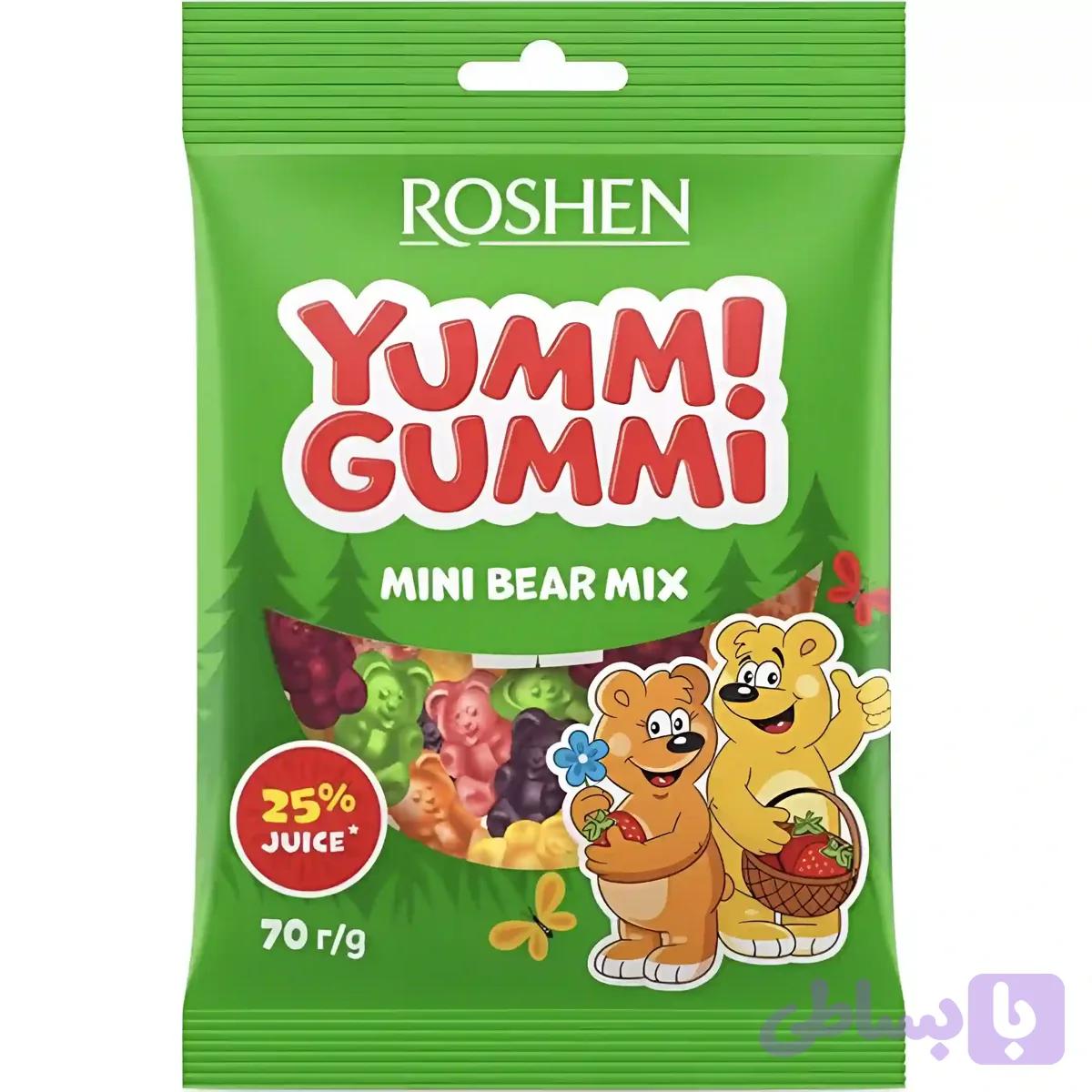 پاستیل یامی گامی روشن مدل خرس کوچیک Roshen Yummi Gummi Mini Bear Mix وزن 70 گرم