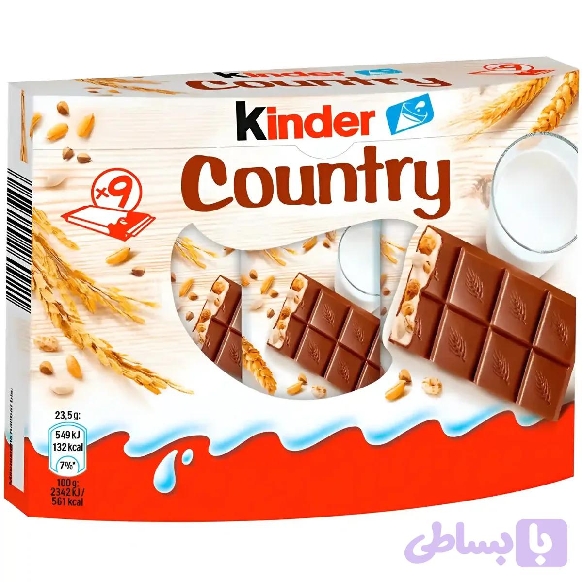 شکلات کیندر کانتری با مغز کرم شیری و غلات Kinder Country وزن 80 گرم