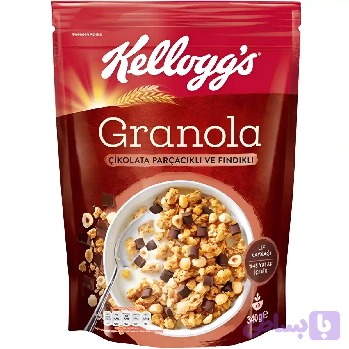 گرانولای جو دوسر کلاگز Kellogg’s Granola همراه با تکه فندق و شکلات وزن 340 گرم