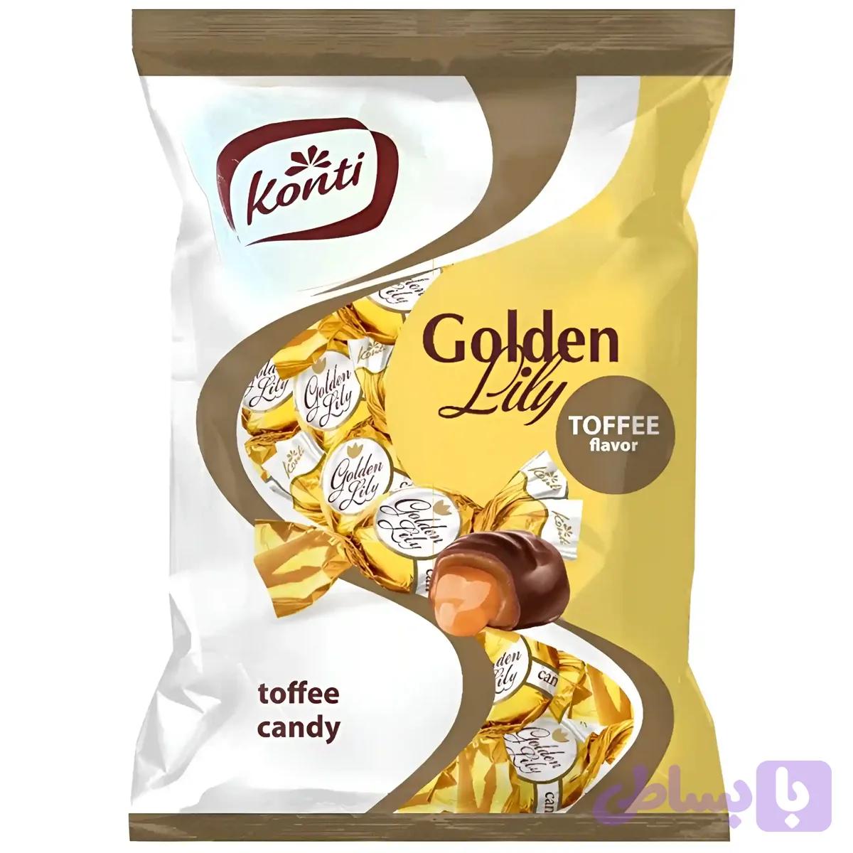 شکلات پذیرایی گلدن لی لی کنتی با مغز کرم کاراملی Konti Golden Lily بسته 1 کیلویی