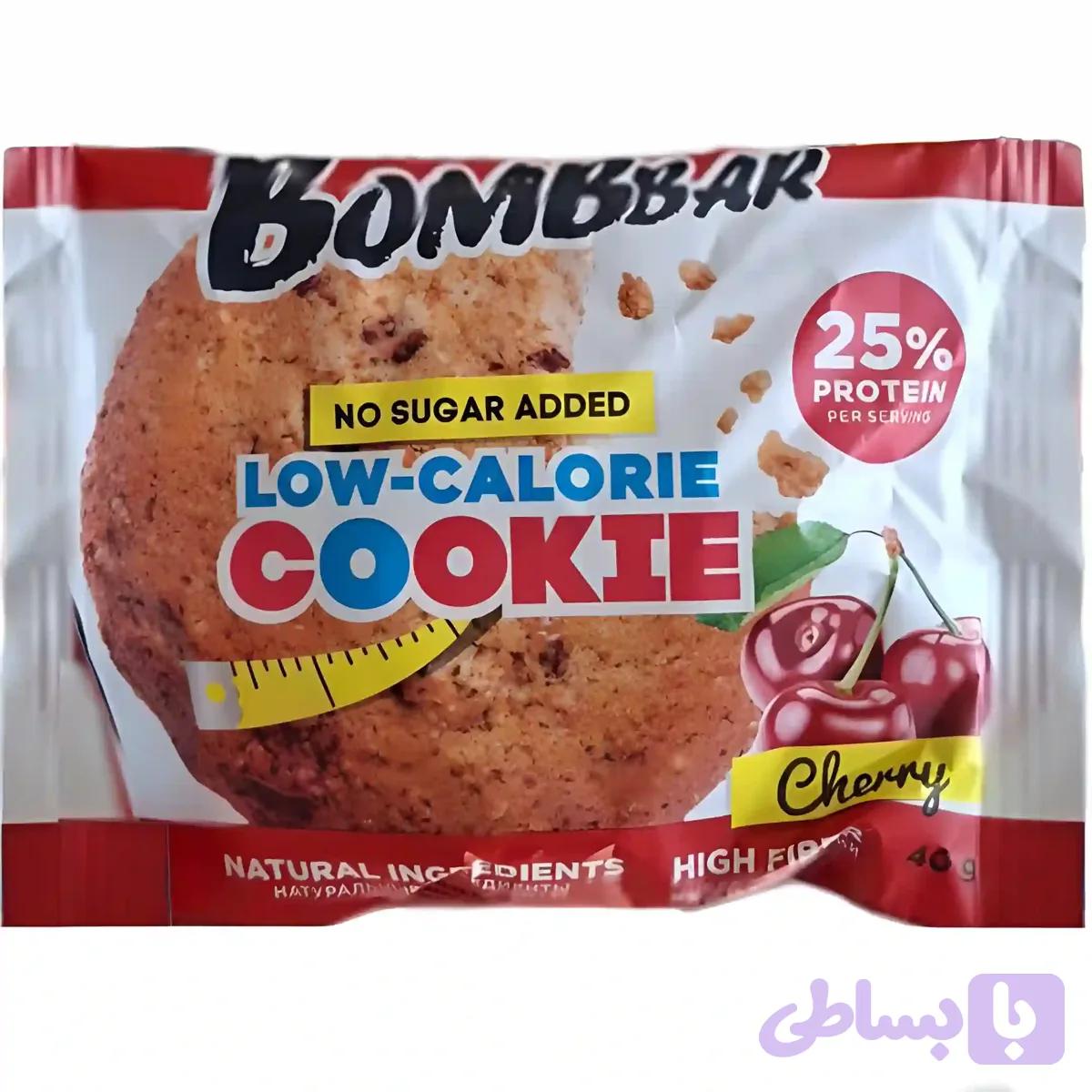 کوکی پروتئینی کم کالری بمببار با طعم گیلاس Bombbar Cookie Cherry وزن 40 گرم 3 عددی