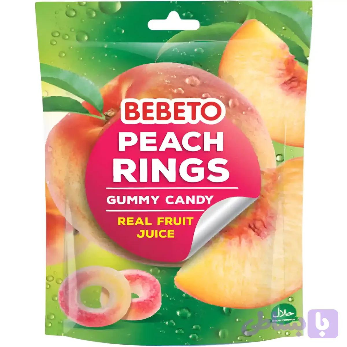 پاستیل ببتو مدل حلقه هلو Bebeto Peach Rings وزن 60 گرم 3 عددی