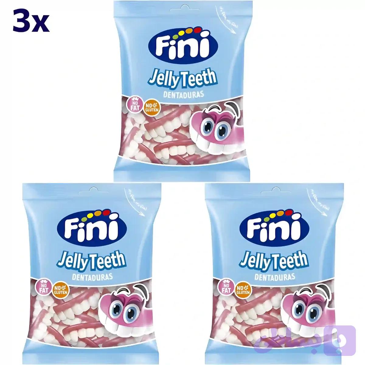 پاستیل طرح دندان فینی بدون گلوتن و چربی Fini Jelly Teeth وزن 90 گرم 3 عددی