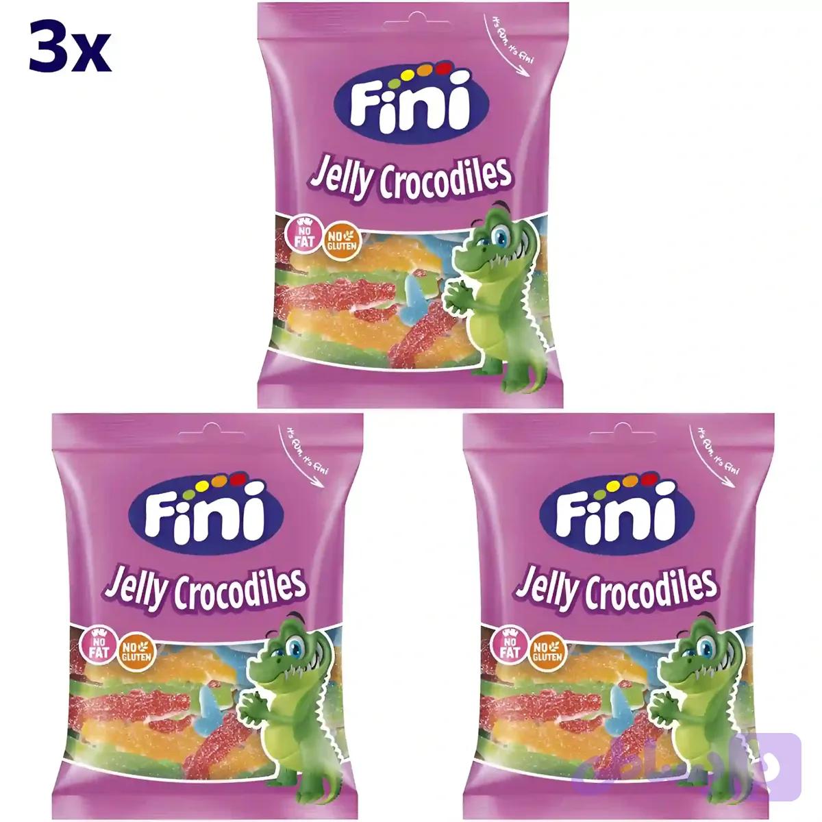 پاستیل کروکودیل شکری فینی بدون گلوتن و چربی Fini Jelly Crocodiles وزن 90 گرم 3 عددی