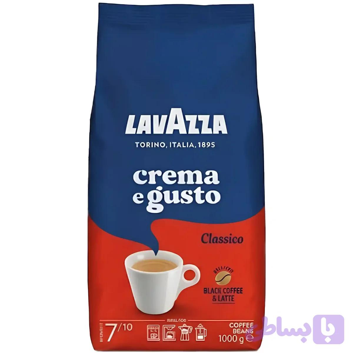 دانه قهوه لاوازا مدل کرما اِ گاستو کلاسیکو lavazza Crema e gusto Classico بسته 1 کیلویی