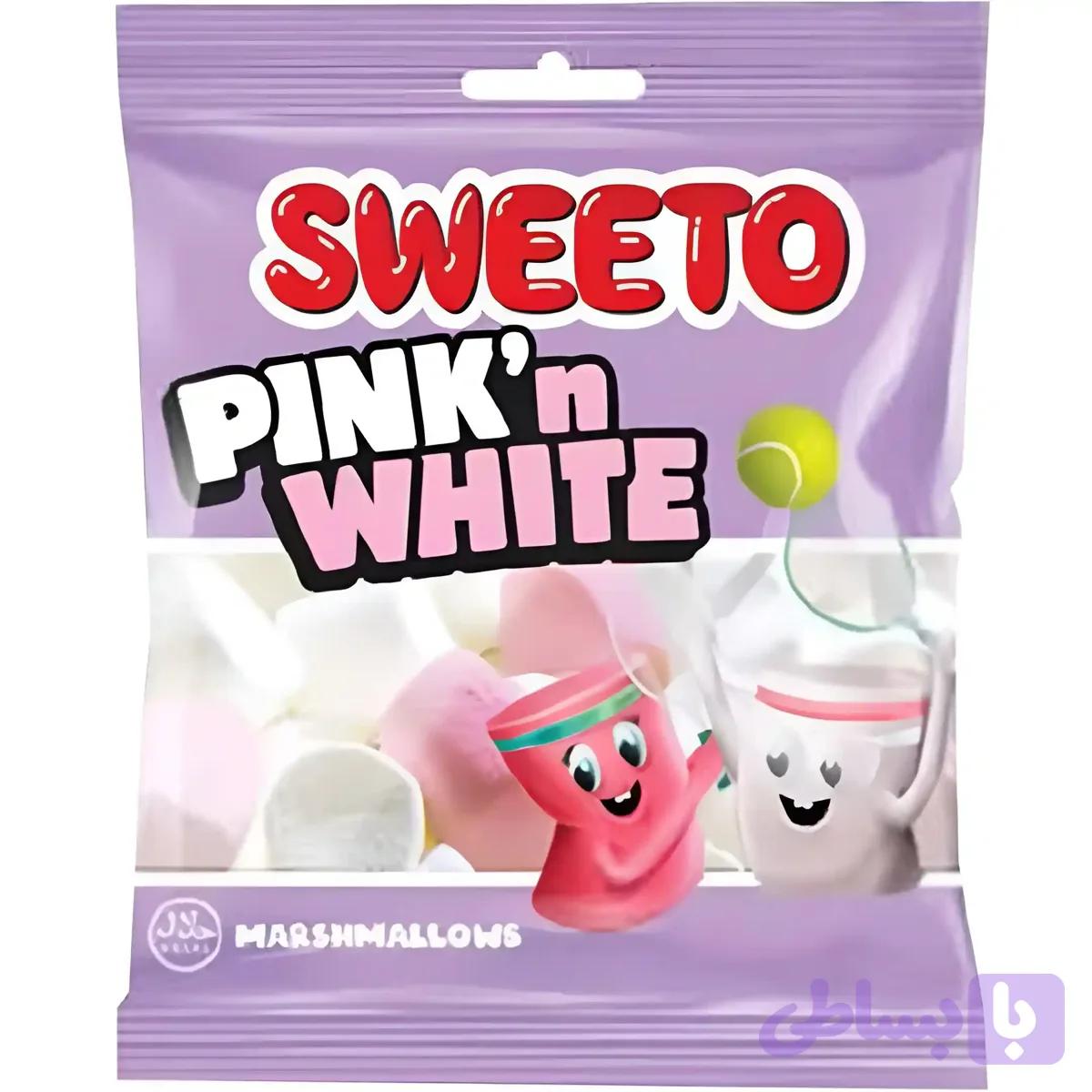 مارشمالو سویتو صورتی و سفید Sweeto Marshmallow Pink & White وزن 60 گرم