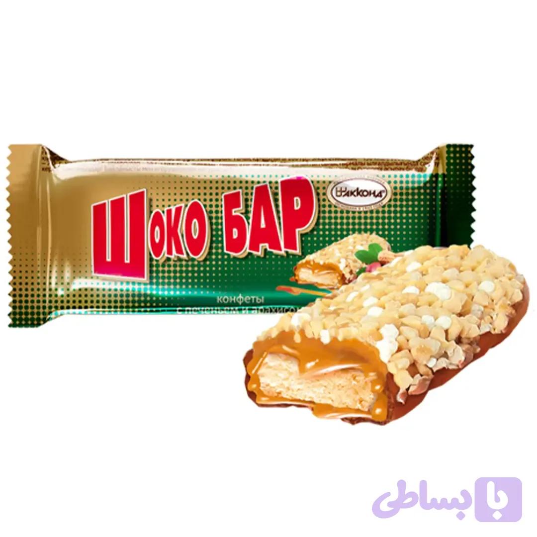 شکلات بار کنفتی آکوند با بیسکویت و کارامل Akkond ШОКО БАР بسته 500 گرمی