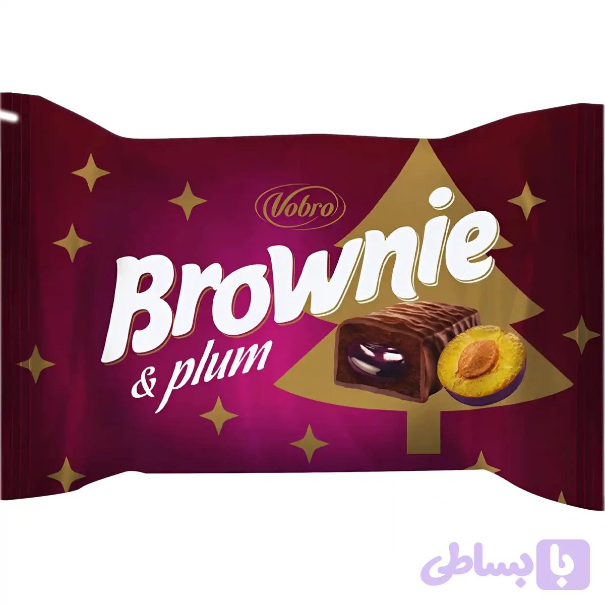 شکلات براونی وبرو با کرم شکلاتی و آلو Vobro Brownie & Plum بسته 1 کیلویی