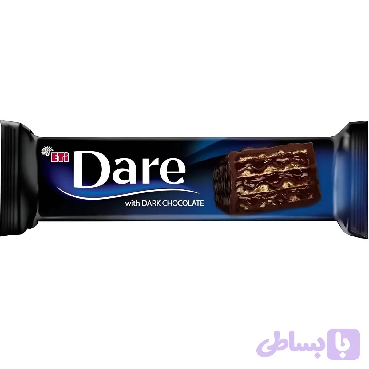 ویفر اتی دیر با کرم شکلات تلخ و خامه Eti Dare وزن 50 گرم