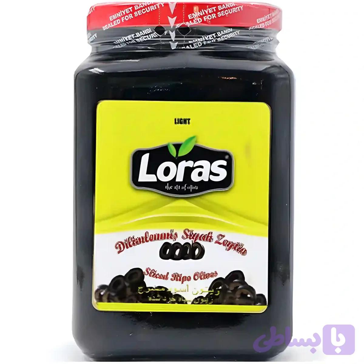 زیتون سیاه اسلایس شده لوراس Loras Sliced Black Olives وزن 1300 گرم