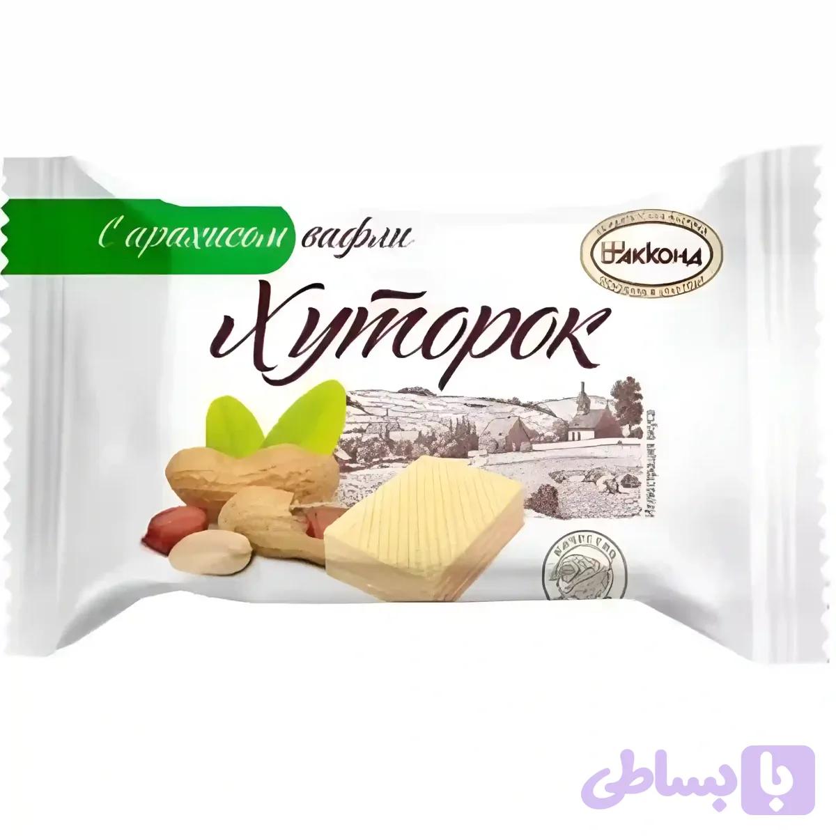 ویفر خوتوروک آکوند با کرم بادام زمینی Akkond Khutorok بسته 500 گرمی