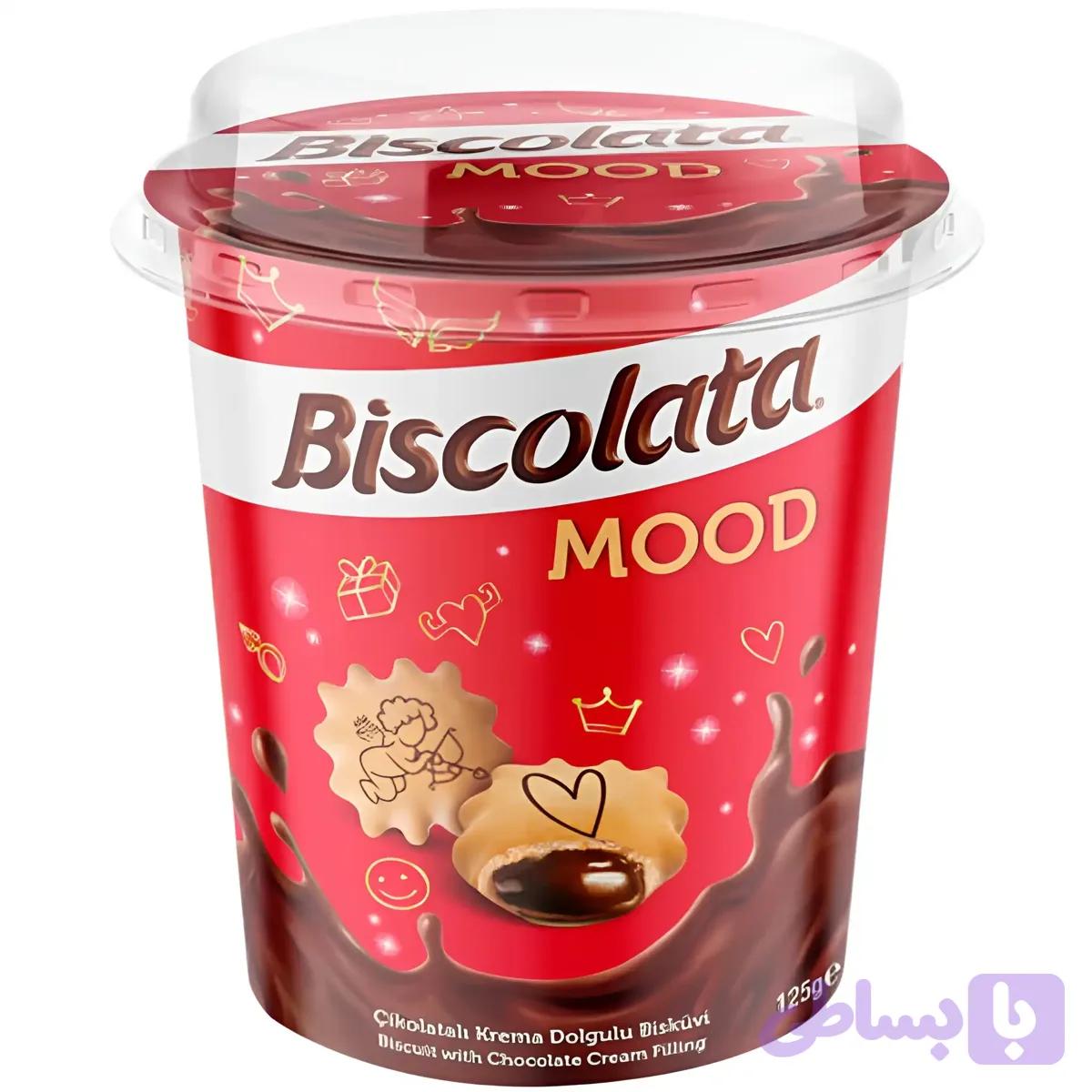 بیسکویت لیوانی بیسکولاتا با مغز کرم شکلاتی Biscolata Mood وزن 125 گرم