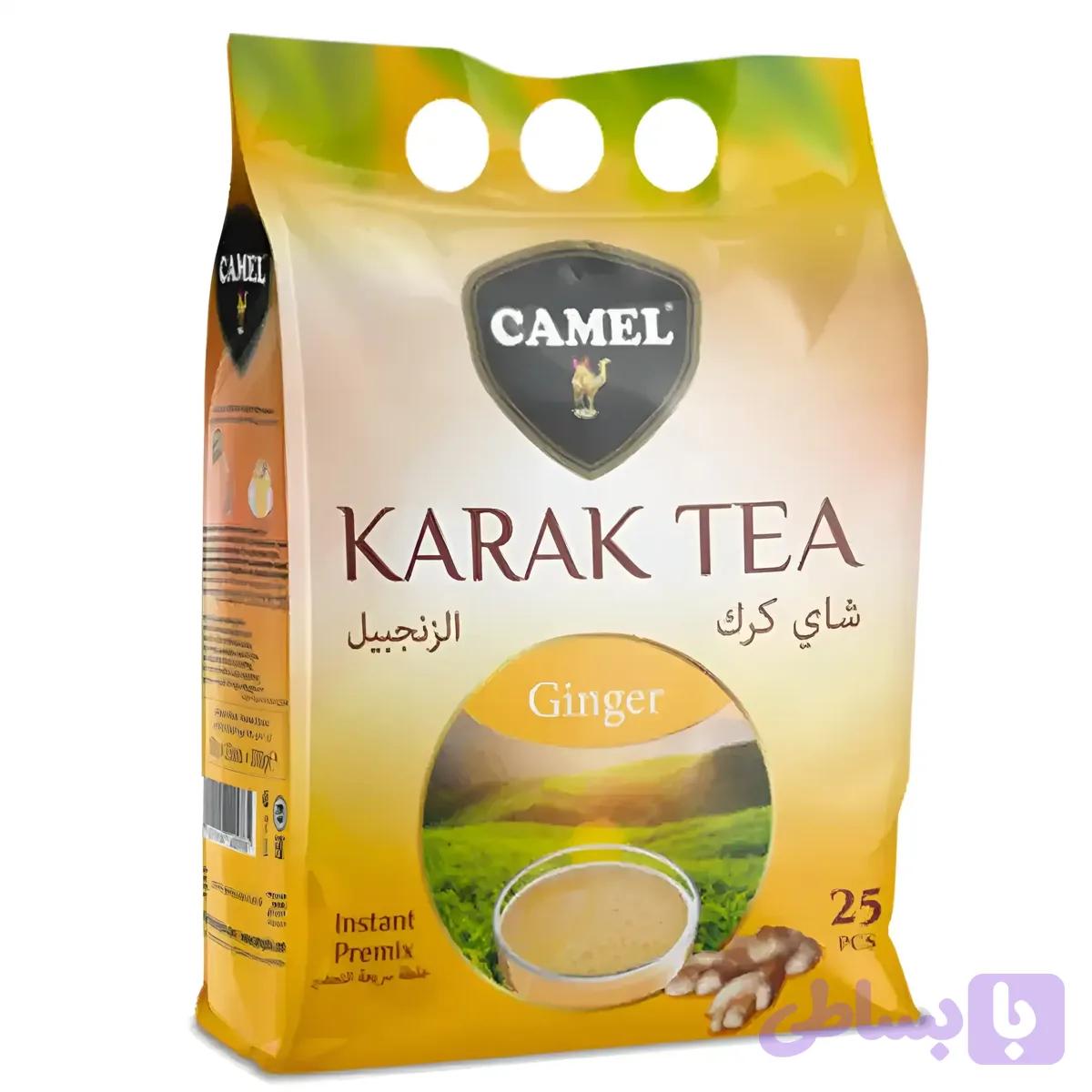 چای کرک کمل با طعم زجبیل Camel Karak Tea Ginger بسته ۲۵ عددی وزن 500 گرم