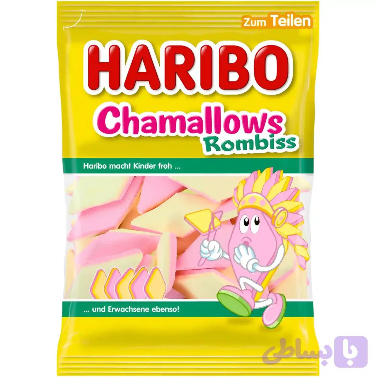 مارشمالو با طعم وانیل و توت فرنگی هاریبو Haribo Chamallows Rombiss وزن 225 گرم