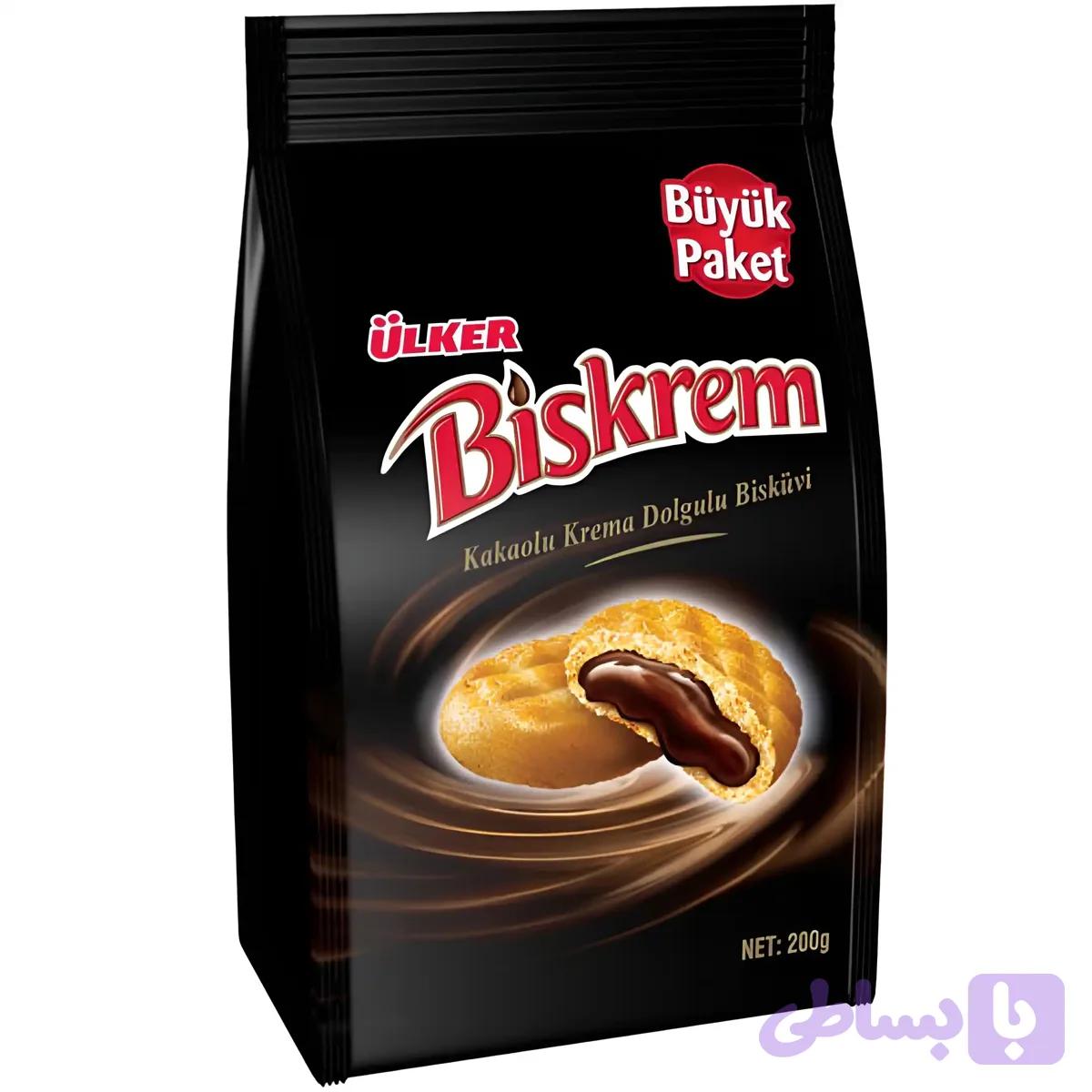 بیسکویت بیسکرم اولکر با مغز کرم کاکائویی Ulker Biskrem وزن 200 گرم