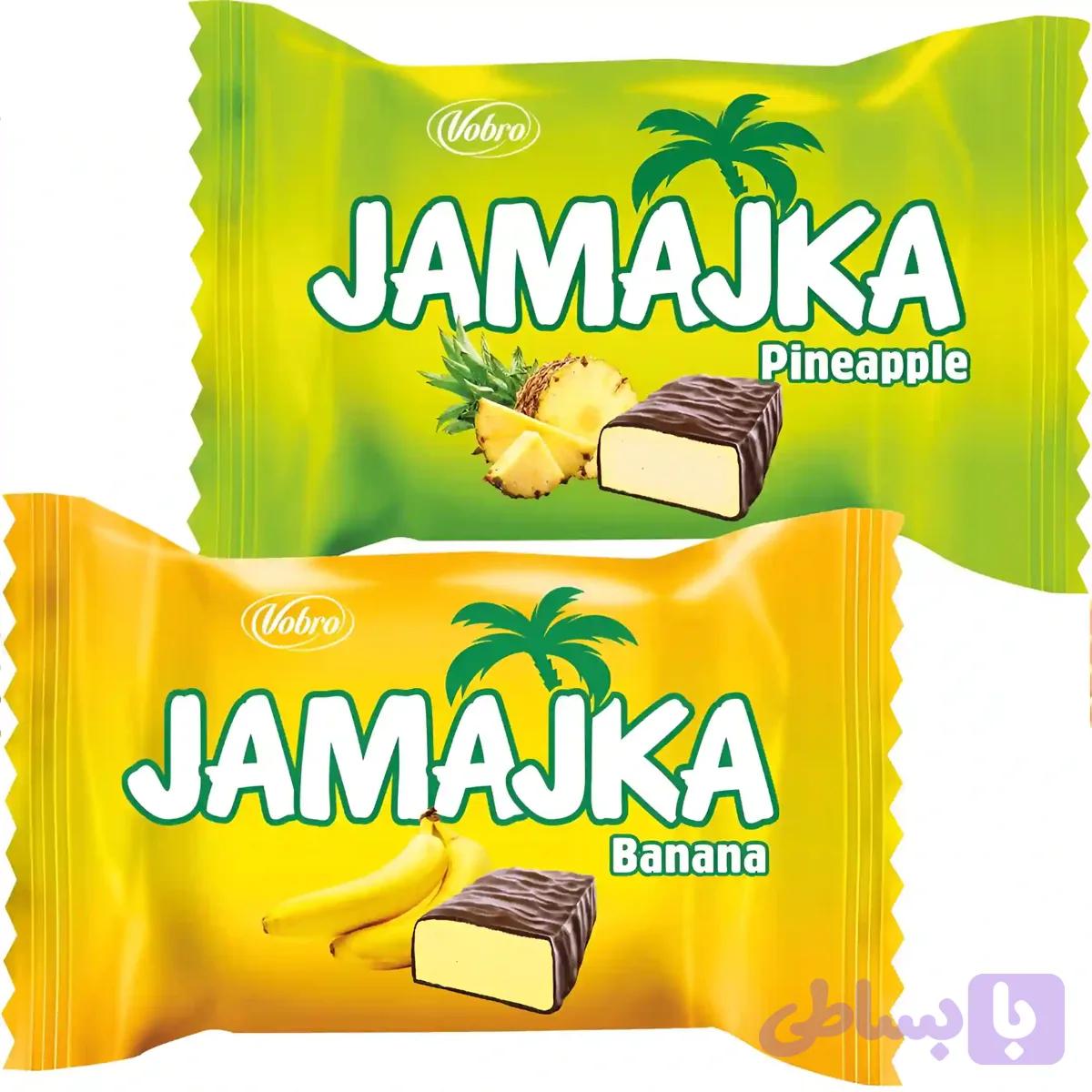 شکلات جاماجکا وبرو با مغز کرم موز و آناناس Vobro Jamajka Banana Pineapple بسته یک کیلویی