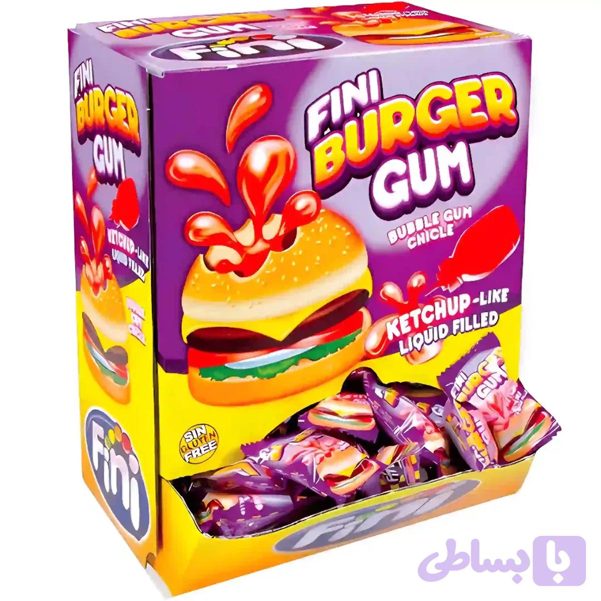 آدامس مغزدار فینی Fini طرح همبرگر Burger Gum بسته 200 عددی