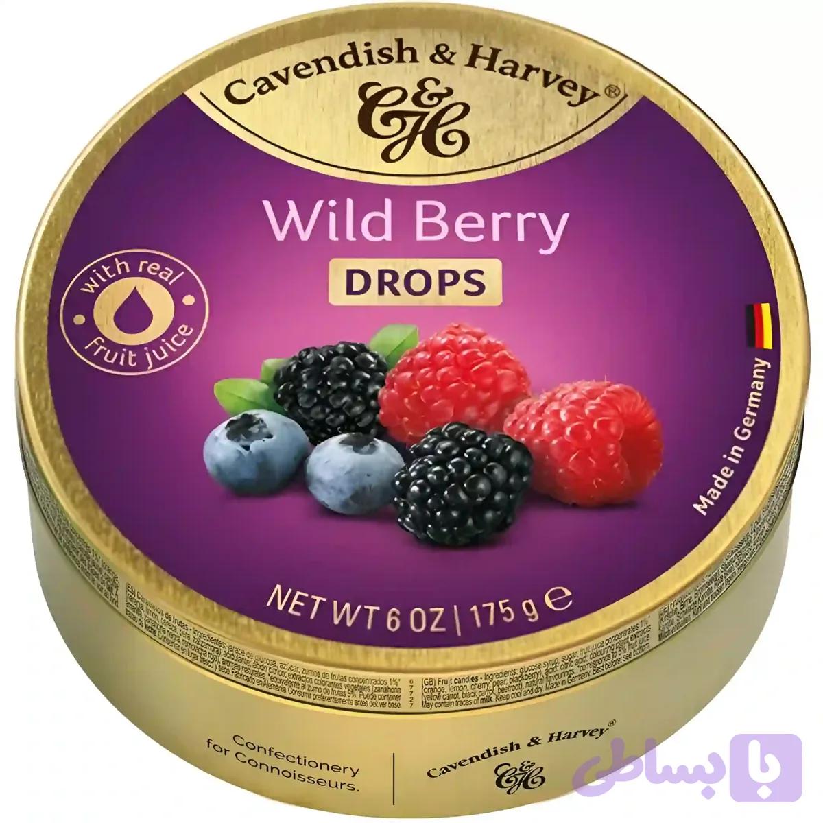 آبنبات کاوندیش Cavendish با طعم توت جنگلی Wild Berry Drops وزن 200 گرم