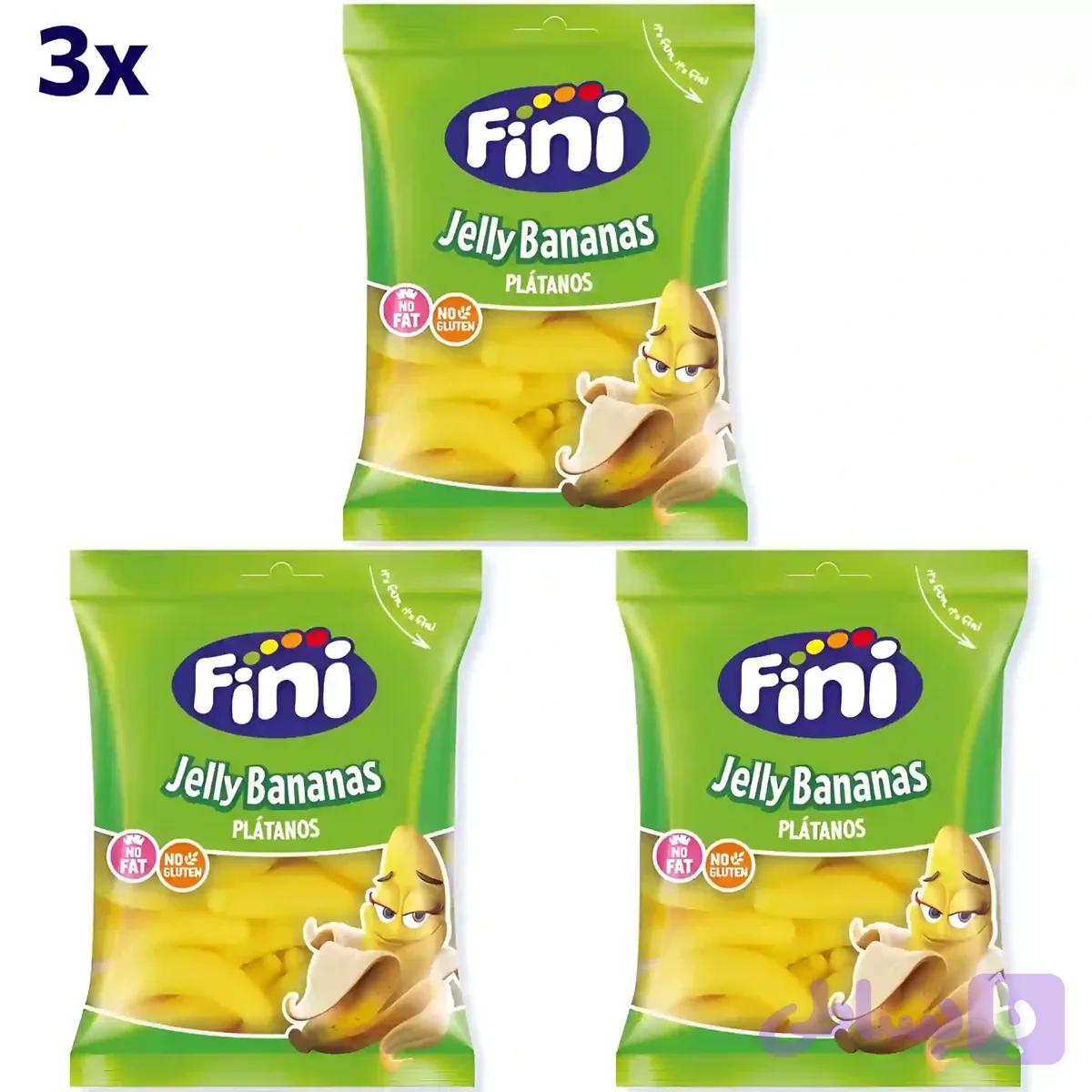 پاستیل موزی شکری فینی بدون گلوتن و چربی Fini Jelly Bananas Platanos وزن 90 گرم 3 عددی