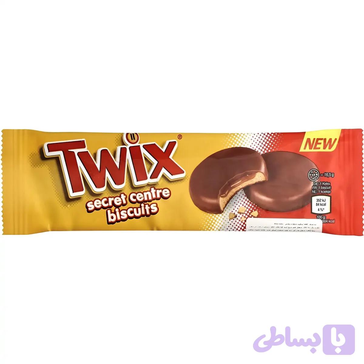 شکلات توییکس حاوی مغز کارامل Twix Secret Biscuits وزن 132 گرم