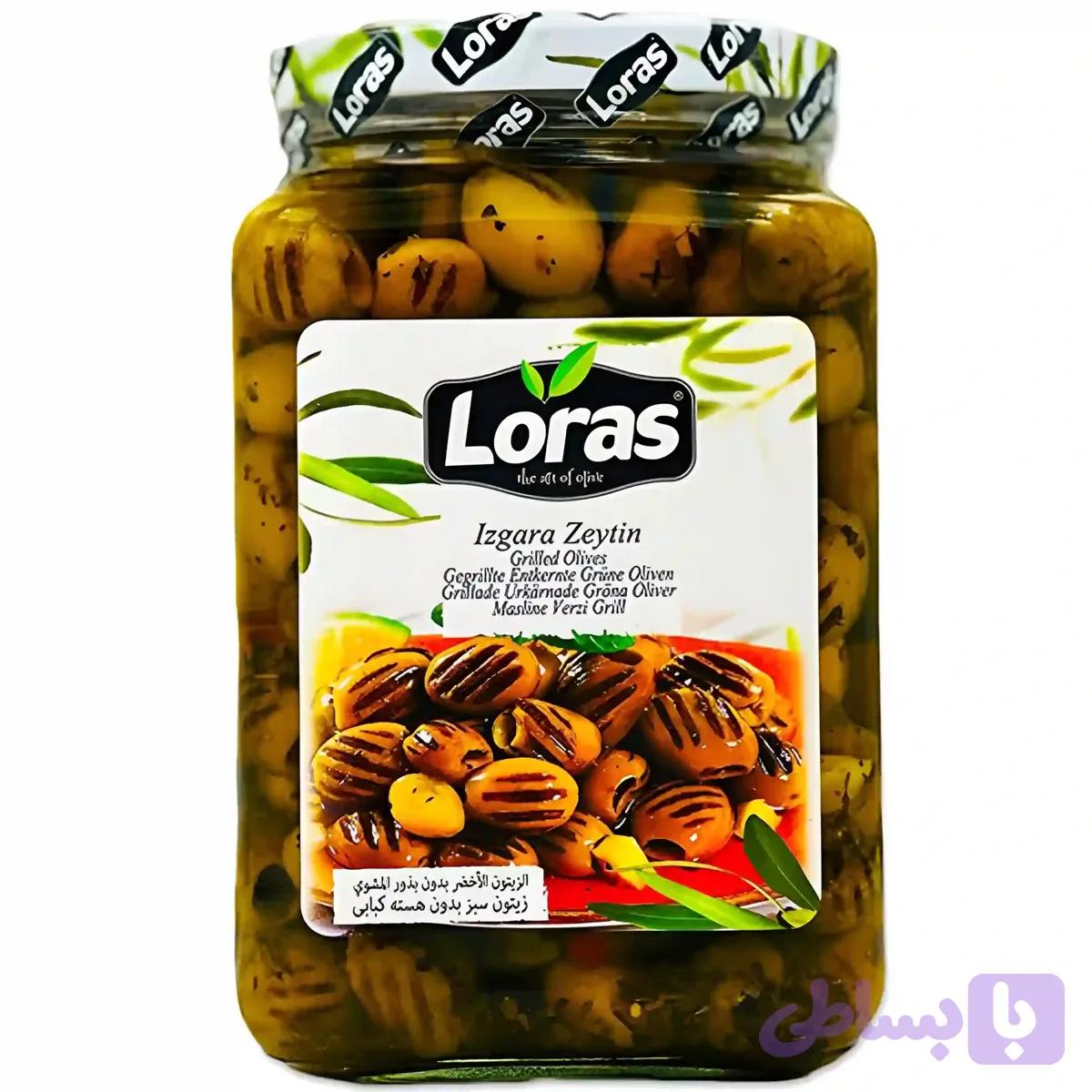 زیتون سبز کبابی بدون هسته لوراس Loras وزن 300 گرم