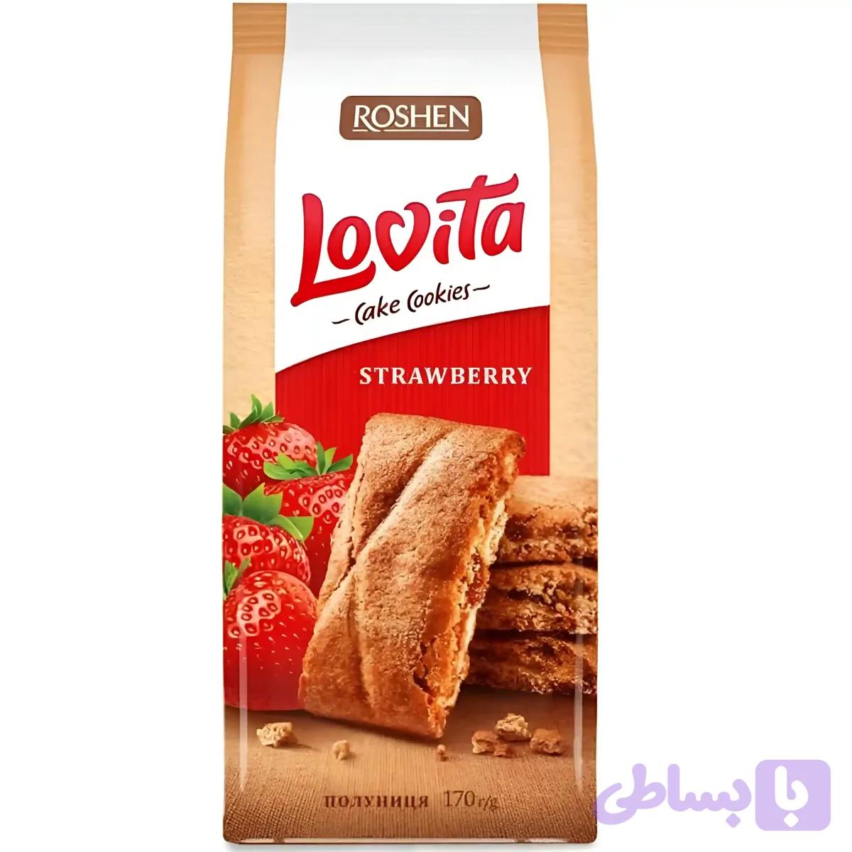 کوکی کیک لاویتا روشن با مغز توت فرنگی Roshen Lovita وزن 168 گرم