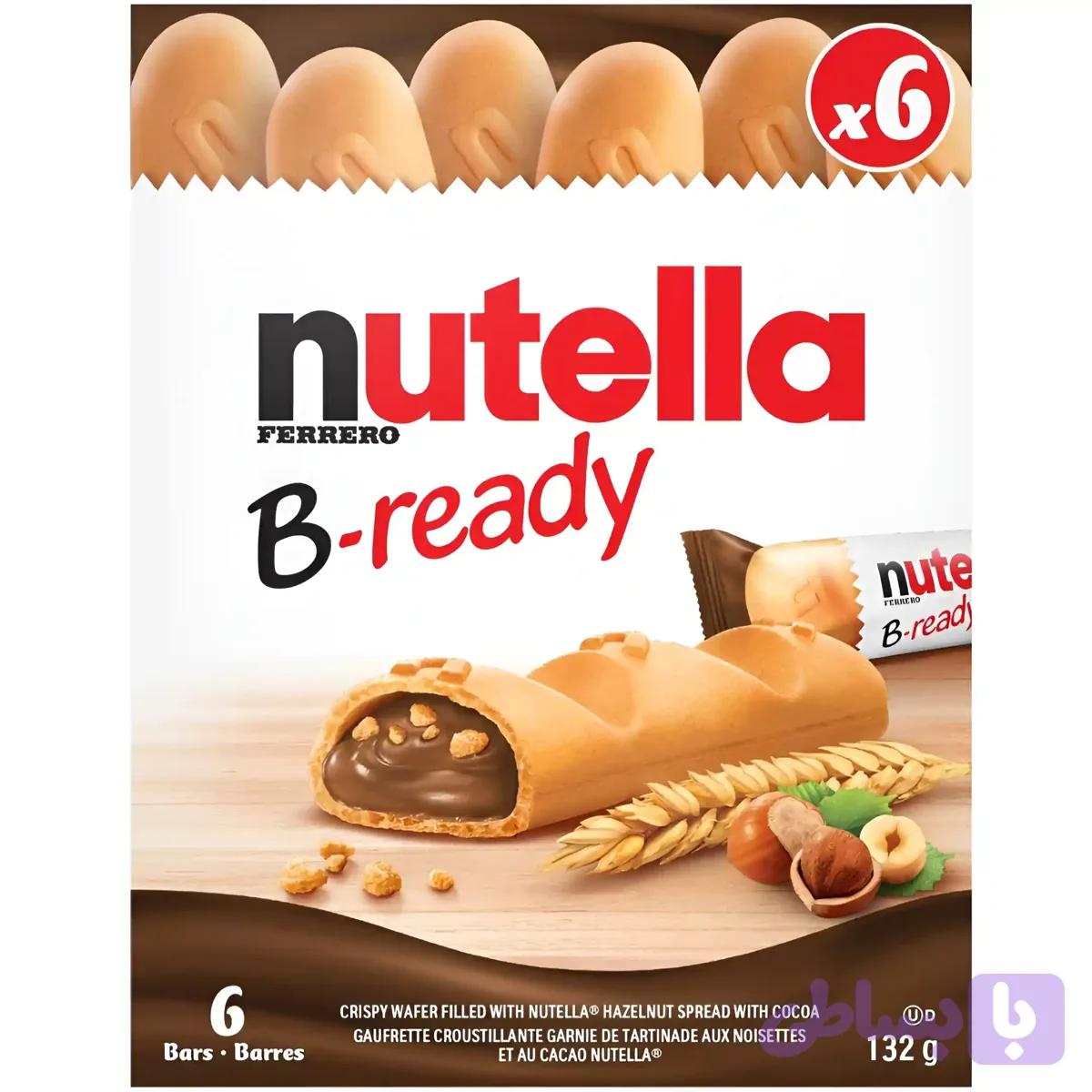 بیسکویت نوتلا بی ردی با مغز شکلاتی ۶ عددی Nutella B_ready وزن ۱53 گرم